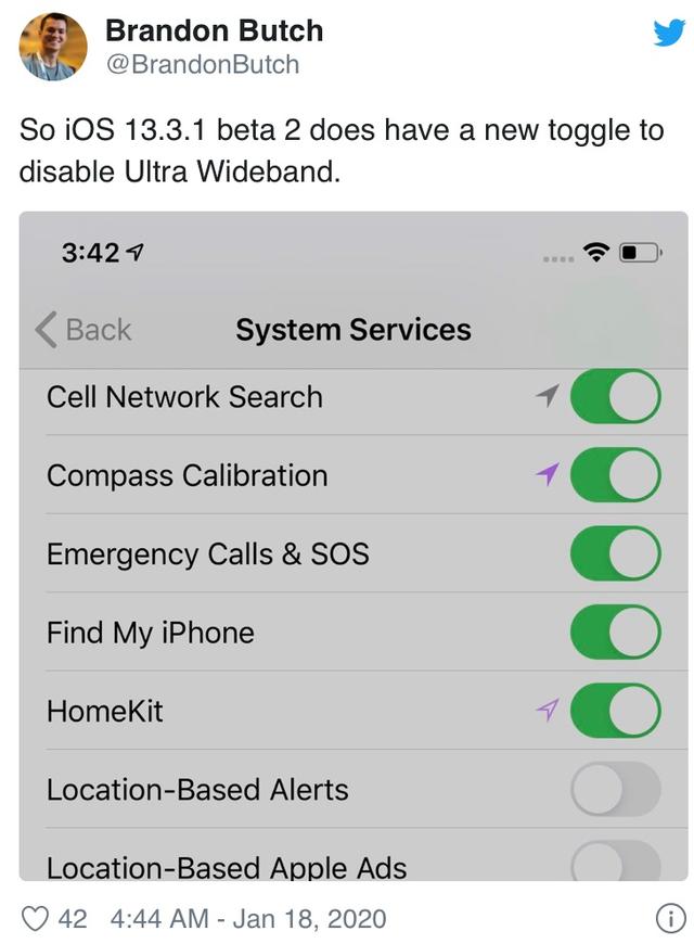 升级iOS 13.3.1 Beta 2后如何开启禁用超宽带功能？插图1