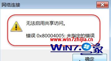 Win7无法启用共享访问提示错误Ox80004005的解决技巧