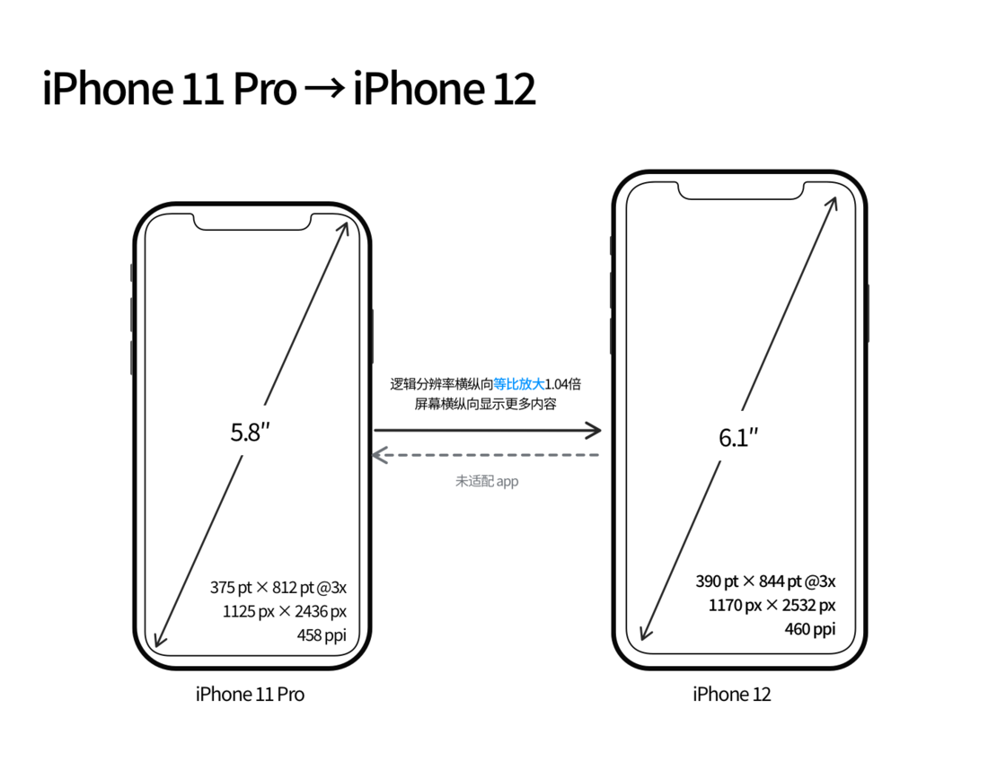 iPhone 12 mini 和 iPhone 12 Pro 的尺寸变化会改变显示内容吗？