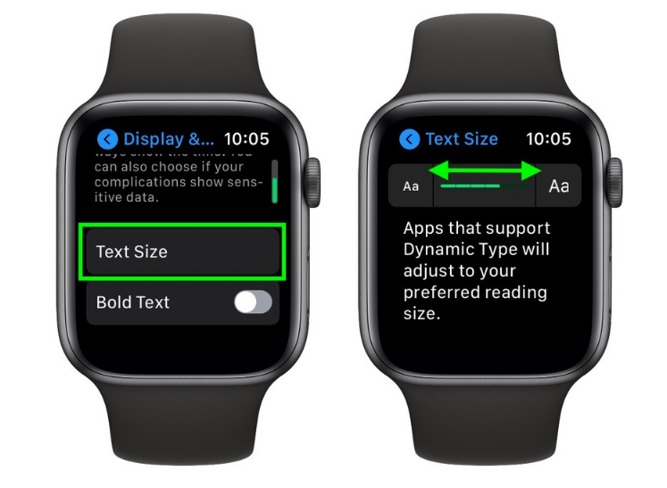 如何更改 Apple Watch 上的文字大小？