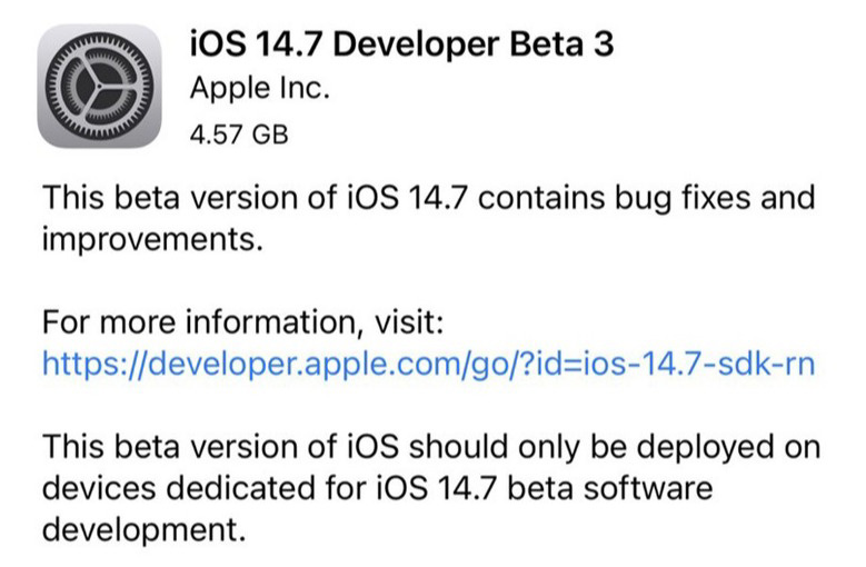 iOS14.7 Beta3 发布：重点修复Bug提升用户体验